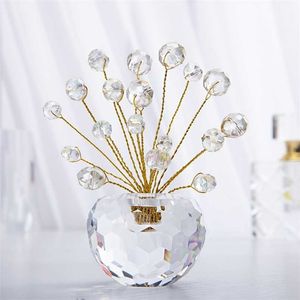 HD Small Crystal Bonsai Fireune Teas Figurine Figurine с AB Beas Window Suncatcher Showsife для удачи, благосостояние процветания 211105