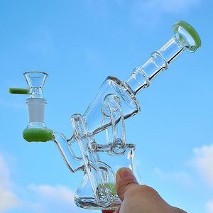 7 inç nargile cam bong duş başlığı PERC OIL RIG 14mm Kadın Ortak Su Borusu Sidecar Recycler Dab Rigs Percolators Kase Boruları ile Bongs