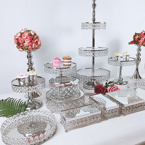 Other Bakeware 1pcs Round Cake Stand Pedestal Holder Party Crystal Silver Color