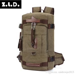 Factory wholesale men bag multi-functional Leisure Canvas Backpack outdoor traveles climbing handbag large capacity multifunctional travels