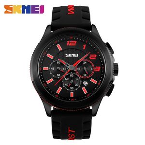 SKMEI Orologi al quarzo da uomo Moda Casual Cinturino in silicone Orologi da polso 30M Cronometro resistente all'acqua Calendario completo Orologio 9136