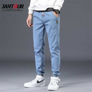 Vår Höst Mäns Jeans Bomull Denim Hip Hop Slack Bottom Joggers Streetwear Skinny Blue Pants Hombre Harem Trousers Men M-5XL 211111