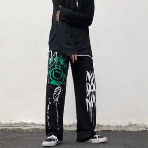 QWEEK Hipis Oversize szerokie spodnie nogi kobiety koreański styl ulicy harajuku goth joggers spodnie czarne spodnie żeński hip hop 210915