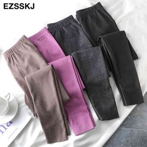 primavera outono mulheres maciço calças de inverno cangings magro calças finas leggins calças básicas fundo longo feminino 210925