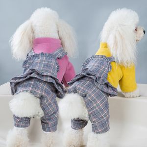 格子縞の凸状のペット犬ジャンプスーツ冬の服の小さな犬の子犬の服チワワのジャケットプードルテディ衣装のための冬の服