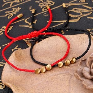 Kimter Handmade Tibetan Copper Bead Lucky Rope Bracelet Bangles for Women Men Wax Thread Bracelets Q516FZ