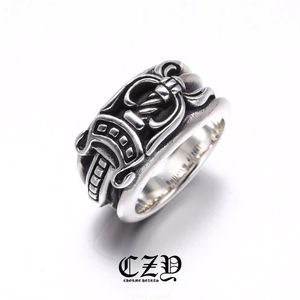 Sword ring S925 Sterling Sier Men's Crowe personalized creative ring domineering sier jewelry