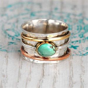 Bohemian Natural Stone Rings for Women Men Vintage Turquoises Finger Fashion Party Wedding Jewelry Accessories