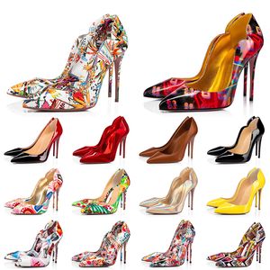 Med box mode kvinna röd botten klackar klänning sko lyx designer skor patent äkta läder högklackat parti bröllop loafers pekade tår pumpar röda bottnar
