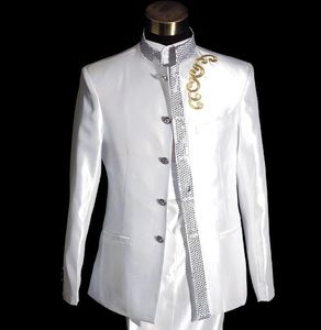 Blazer män formell klänning senaste kappa byxa mönster kostym kostym broderade paljetter byxor äktenskap bröllop kostymer för män blazers