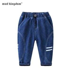 Mudkingdom Erkek Polar Pantolon Sonbahar Kış Moda Casual Elastik Bel Kot Pantolon 2 ila 6 Yıl 210615