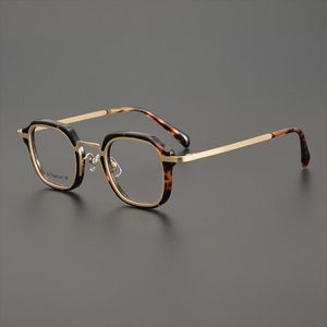 Mode solglasögon ramar ren titan fyrkantig ram glasögon kvinnor vintage acetat optisk glasögon klart lins recept retro myopia g