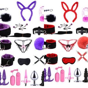 Nxy Sm Bondage Smlove Erotic Sex Toys for Women Couples Nipple Clamps Handcuffs Whip Gag Bdsm Slave Restraint Kit Sexy Accessories Shop 1223