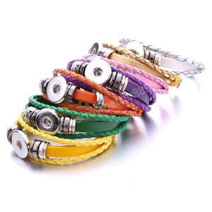 Snap Knappar Armband Kvinnor 18mm Ginger Snaps Charm Multi Layered Flätat Rope Bangle för Mäns Mode Smycken