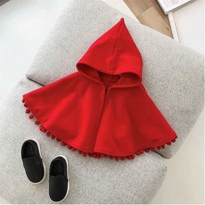 Fashion Baby Girl Winter Clothes Red Hooded Cape Cloak Boy Infant 211204