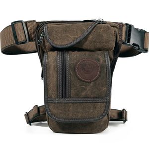 Canvas/Nylon Men Waist Pack Leg Drop Bags Motorcycle Crossbody Messenger Shoulder Belt Bum Male Hip Purse Pouch Thigh Fanny 210823