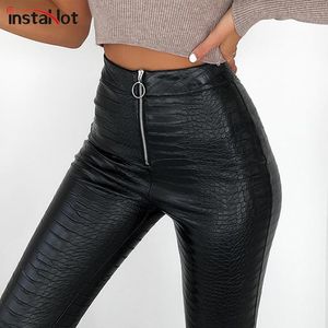 Women's Pants & Capris Insta Elegant High Waist Faux Leather Women Pencil Skinny Office Ladies Trousers Casual Slim Black 2021
