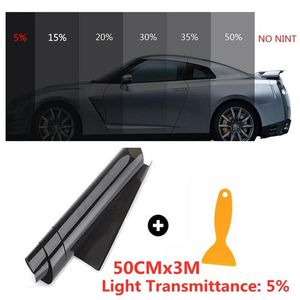 Car Sunshade 1 Roll 50cm X 3m 5/15/20/35/50 Percent VLT Window Tint Film Glass Sticker Sun Shade For UV Protector Foils