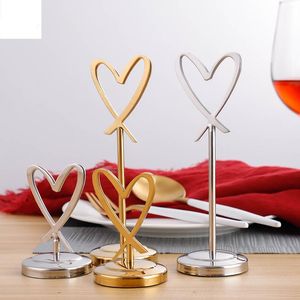 Party Decoration Heart Table Number Holders Stainless Steel Name Card Po Stand Note Memo Clip Wedding Decorations