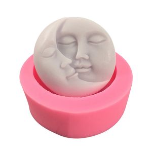 Artesanato Ferramentas Silicone Soap Mold Sol Moon Face Molde para DIY Handmade Bath Bom Bom Barra de Loção Polímero Cera De Argila KDJK2202