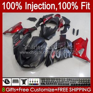 Injection Fairings For KAWASAKI NINJA ZZR 1400 CC ZX 14R 14 R ZZR1400 06-11 4No.6 ZX14R 06 07 08 09 10 11 ZZR-1400 ZX-14R 2006 2007 2008 2009 2010 2011 OEM Bodys w silvery flames