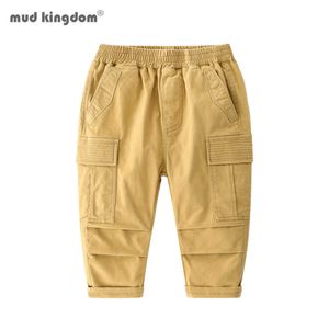 Mudkingdom Toddler Boys Cargo السراويل الطويلة الأزياء الصلبة مرونة الخصر الخريف 210615