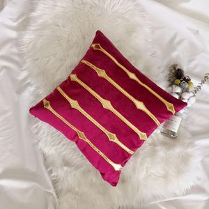 45x45cm Wine/deep Green/grey/deep Blue Color Velvet Cushion Cover Gold Pu Leather Embroidered Waist Pillowcase Sofa Pillow Cushion/Decorativ