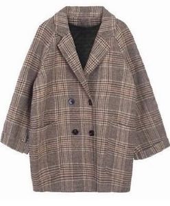 Cappotto di lana scozzese sciolto per donna Giacche da donna slim con risvolto alla moda Abbigliamento donna autunno coreano