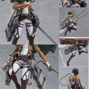 Ataque de anime em Titan Mikasa Ackerman Figura Estátuas Figma 203 PVC Figura Ação Collectible Modelo Brinquedos Boneca C0323