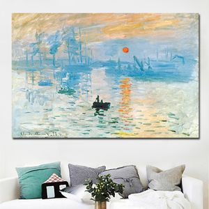 HD Baskı Claude Monet İzlenim Sunrise Peyzaj Yağlı Tuval Sanat Duvar Resim Tuval Poster