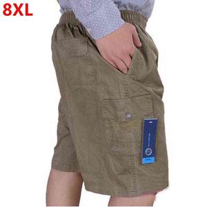 Duży rozmiar Męskie Summer Casual Shorts Plus Size Luźne W średnim wieku Bawełna 8XL 7XL 6XL Duży rozmiar 11XL 12XL Men Shorts G1209