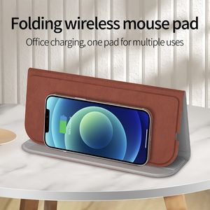 15 W Kablosuz Şarj Katlanır Şarj Edilebilir Mouse Pad USB Tip-C Portları Cep Telefonu Hızlı Şarj Mat için iPhone11 12 13 Mini Pro Max Perakende Kutusu ile