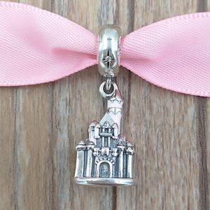 925 Sterling Silver Estetyczne Zestawy biżuterii Pasuje Pandora Disny Sleeping Beauty Castle Dangle Charms Zroszony Bransoletki dla kobiet Chain Box Naszyjnik DIY Styl