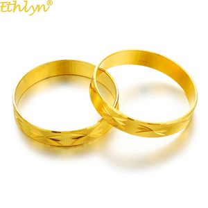 Ethlyn 2pcs/lot Turkish/tunisia/arab Thick Gold Color Baby Kids Fixed Size Bangles Bracelet Children Jewelry Accessories B139 Q0717