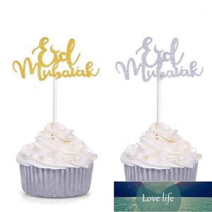 Andere festliche Partyartikel EID Ramadan Festival Wimpelkette Islamische muslimische Mubarak-Dekoration Gold-Silber-Glitzer-Cupcake-Topper1 Expertendesign zum Fabrikpreis