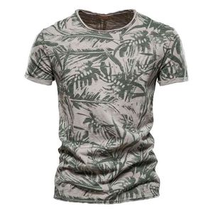 NEGIZBER Hawaii Style 100% Cotton T-Shirt Men O-neck Print Shirt Men Casual Men Clothing Summer High Quality Men's T Shirts 210322