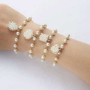 Simple Love Geometric Pendant Imitation Pearl Bracelet Strands A Variety Of Temperament Women's Jewelry Wholesale