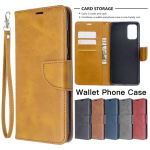 Wallet Phone Cases for Samsung Galaxy S23 S22 S21 S20 Note20 Ultra Note10 Plus - Lambskin Grain PU Leather Flip Kickstand Cover Case with Card Slots