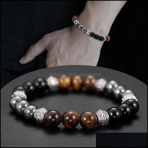 Pärlstav, strängar armband smycken svart frostad magnetisk terapi tiger ögon obsidian energi armband för män och kvinnor hälsoskydd nce