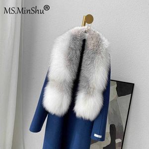 MS.MinShu Winter Thicker Natural Fox Fur Scarf Women Men Luxury Whole Fox Skin Collar Drop Shipping X0722