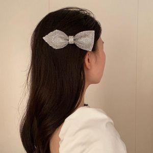 Clipes de cabelo Barrettes Crystal Big Bow para mulheres Acessórias de meninas RHINESTONE Hairpins Plástico Hairpirps Retro Barrette Headwear