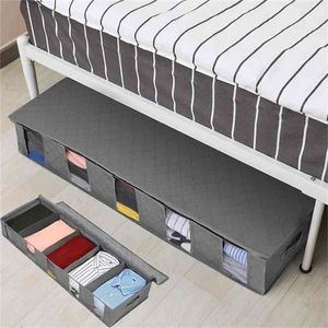 NonWoven Under Bed Storage Bag Quilt Blanket Clothes Bin Box Divider Folding Closet Organizer Clothing Container Large 210922