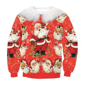 Men's Sweaters Funny Santa Print Ugly Christmas Women Man Xmas Sweatshirts O Neck Long Sleeve Casual Holiday Home Couples Jumper Tops