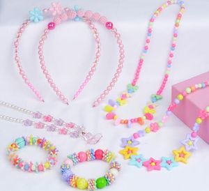 24 -Stil -Mode Kinder Perlen handgefertigte Armbänder Halskette entwickeln Intelligenz Verbesserung der Handwerksfähigkeit