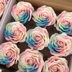 Stock 9pcs Fiori Diametro 8 cm Sapone da bagno Testa di rosa Bellezza Matrimonio Regalo di San Valentino Bouquet Decorazione domestica LLE11588