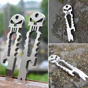 Outdoor Stainless Skull EDC Multifunction Tool Key Chain Bottle Opener 4 Color New DH9586