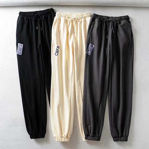 Europa Höstbrev Sport Casual Byxor Lös elastisk midja Harlan Trouser Streetwear Sweat High 210531