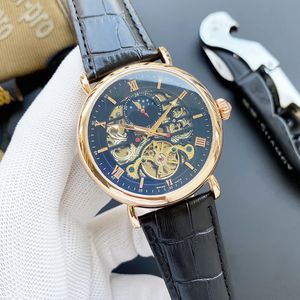 2021 Nuovi orologi da uomo di lusso Grande volano 42mm automatico Orologio meccanico di design di alta qualità Cinturino in pelle con fasi lunari di alta qualità Regalo di moda stile uno