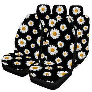 Araba koltuğu, evrensel papatya desen kapağı polyester kumaş aşınmaya dirençli çiçek baskısı otomatik SUV dekoratif koruyucusu kapsar