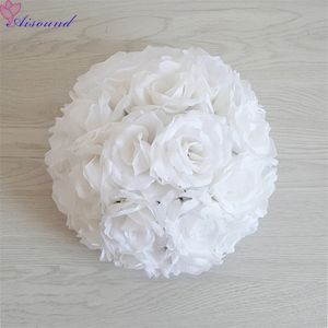 1 PC Full Flower Ball Sztuczne Jedwabiu Rose Centerpieces Ślubne Kissing Pomanders Małżeństwo Party Year's Decor Flori 211023